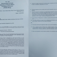 FCRA Registration  Certificate received from The Ministry Of Home Affairs , Govt Of India